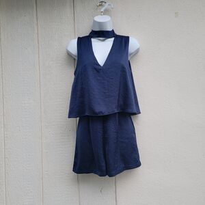 missguided blue sleeveless cut out  romper wmns sz 2